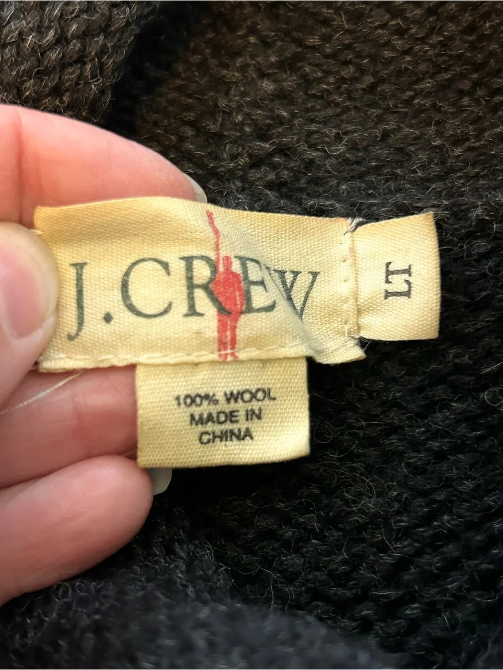 VTG Men’s J. Crew Roll Neck 100% Wool Sweater Dark Charcoal Gray Large Tall